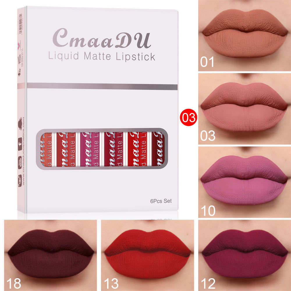 6 Boxes Of Matte Waterproof Lipstick