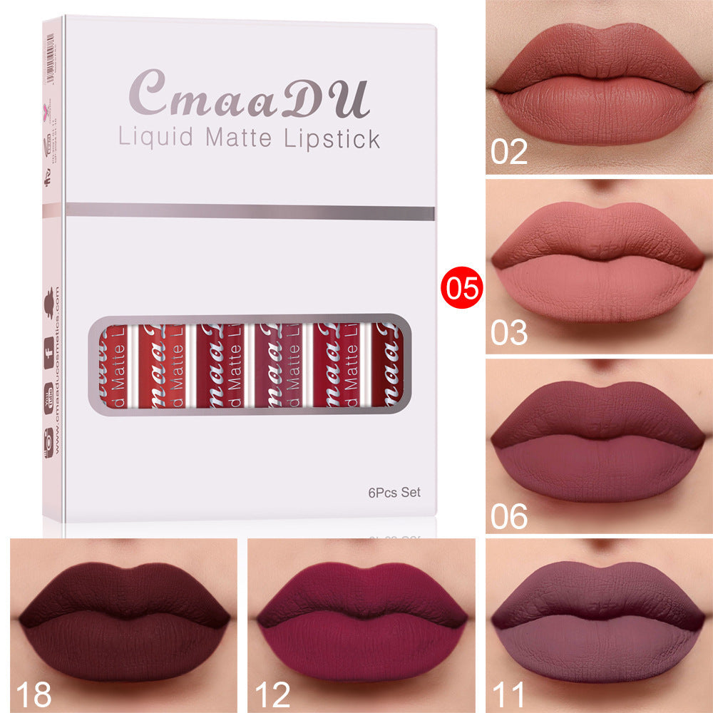 6 Boxes Of Matte  Waterproof Lipstick