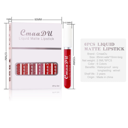 6 Boxes Of Matte  Waterproof Lipstick